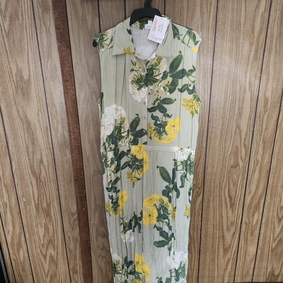 LuLaRoe Green and Yellow Floral Jumpsuit - Picture 2 of 5